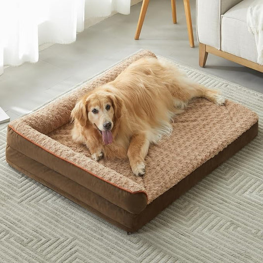 BFPETHOME Orthopedic Dog Beds for Large Dogs-Waterproof Sofa Dog Bed with Removable Washable Cover, Large Pet Bed with Waterproof Lining and Nonskid Bottom, Pet Bed for Dogs