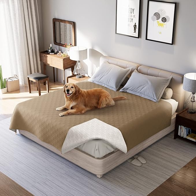 Waterproof Dog Bed Covers for Couch Protection, Water-Resistant Soft Dog Pet Blanket Anti-Slip Dog Blanket for Bed, for Furniture Bed Couch Sofa (Taupe,30x70inch)