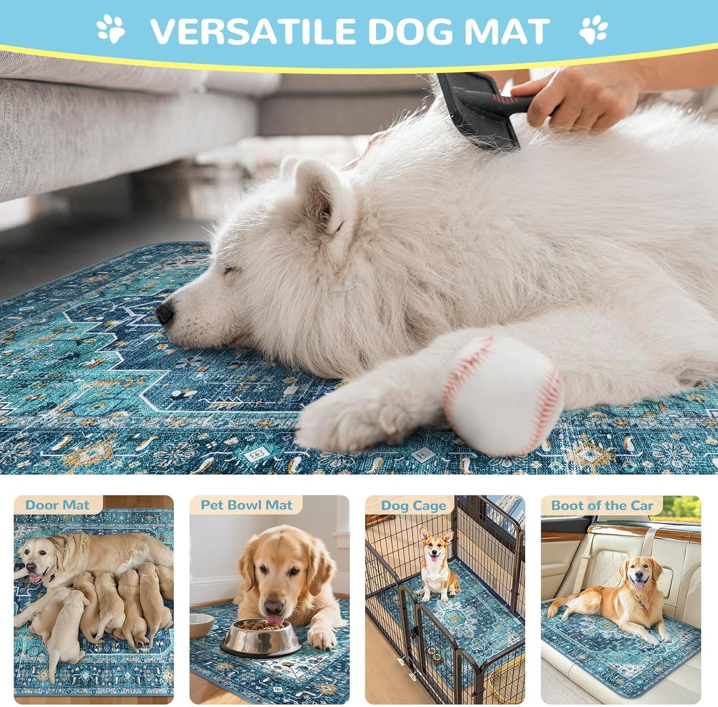 Lahome Super Absorbent & Leakproof Washable Dog Pee Pads - 2 Pack Value Set - Waterproof, Non-Slip Reusable Pads for Puppy Training, Crates & Whelping (24"x24", Blue)