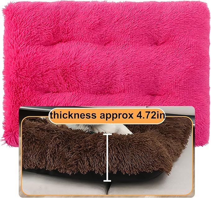 Dog Crate Mat, Dog Bed for Large Dogs, Comfy Fluffy Kennel Pad Anti-Slip for Dog beds & Furniture, Quilted Dog Bed for Pets for Medium/Small Dogs Cats (Color : Rose, Size : 25x18)
