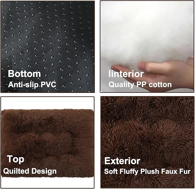 Dog Crate Mat, Dog Bed for Large Dogs, Comfy Fluffy Kennel Pad Anti-Slip for Dog beds & Furniture, Quilted Dog Bed for Pets for Medium/Small Dogs Cats (Color : Coffee, Size : 25x18)