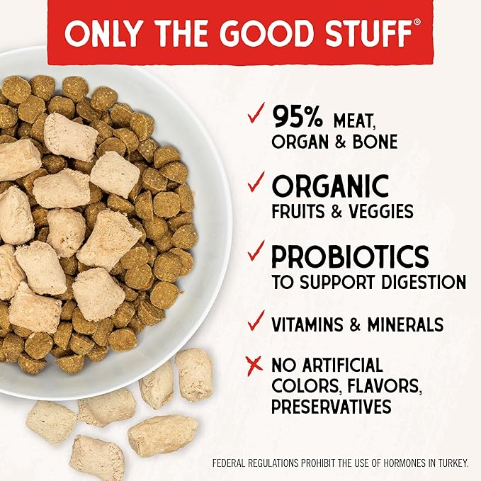 Stella & Chewy's Freeze-Dried Raw Tantalizing Turkey Meal Mixers- Dog Food Topper and Mixer - Made with 95% Cage-Free Turkey, Organs & Bone - Perfect for Picky Eaters - Grain-Free - 1 oz (Pack of 2)