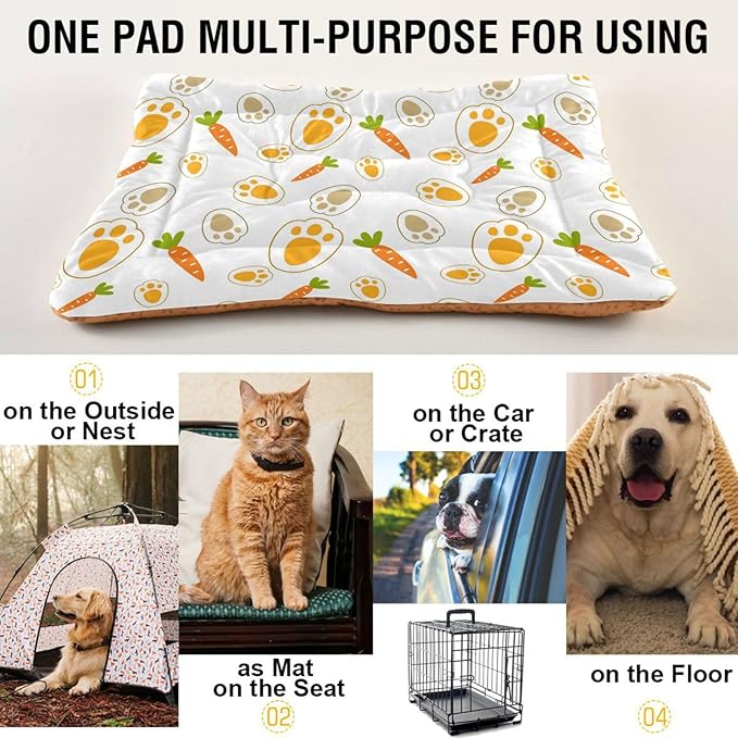 Pet Bed Rabbit Paw Carrot Dog Bed Mat Absorbing Non Slip Pad Pet Sleeping Mat for Small, Medium, and Large Dogs Puppy Cat 36 in x 24 in