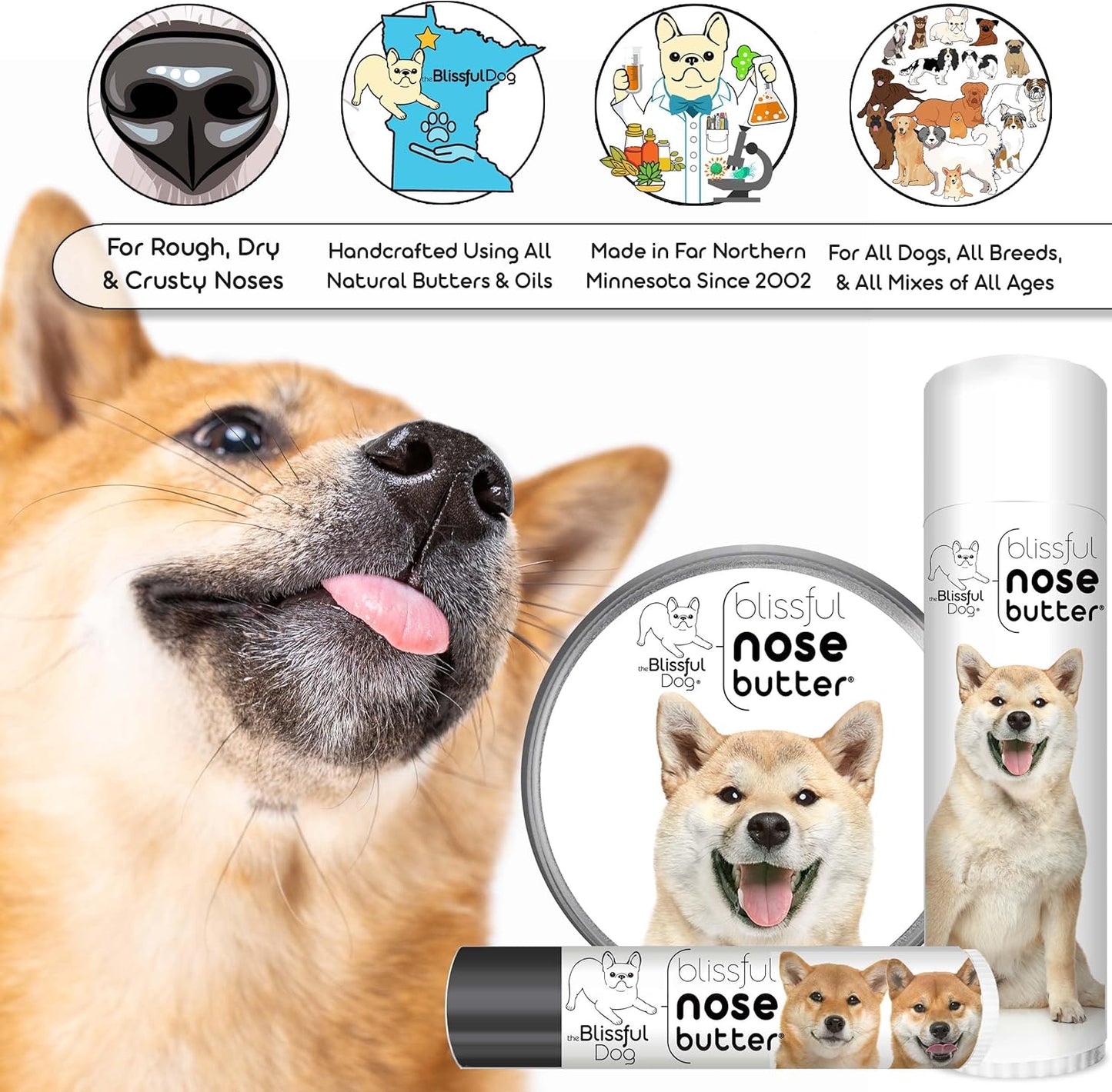 The Blissful Dog Shiba Inu Unscented Nose Butter, 0.15-Ounce