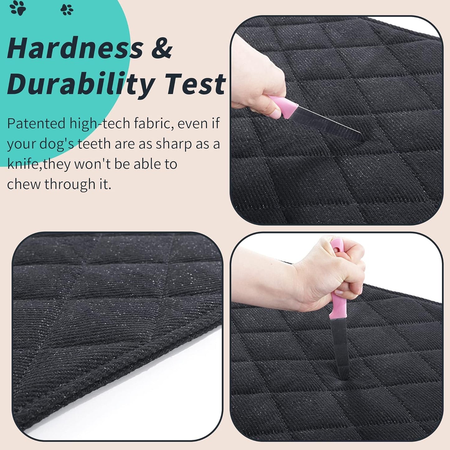MABOZOO Indestructible Dog Beds - Chew Proof Crate Pad for Aggressive Chewers, Machine Washable Quilted Mat, Durable for Large Dogs, Black Kennel Pad (28x47 in)