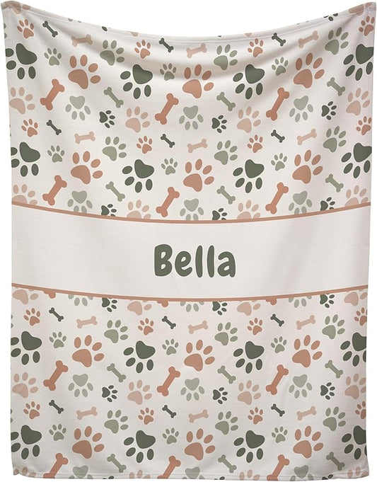 Prints Next Day – Custom 30" x 40" Fleece Pet Lightweight Blanket Personalized with Pet Lightweight's Name - Paw Pattern - Gift for Dog Owners - Printed in America