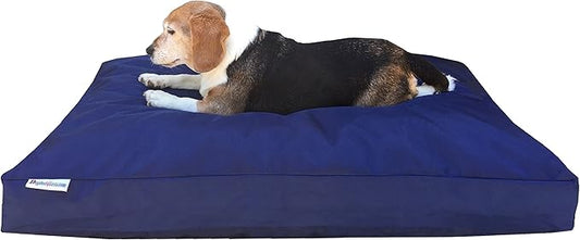 Dogbed4less Medium Shredded Memory Foam Dog Bed Pillow with Waterproof Liner and Heavy Duty Nylon Cover 37X27 Inches, Blue