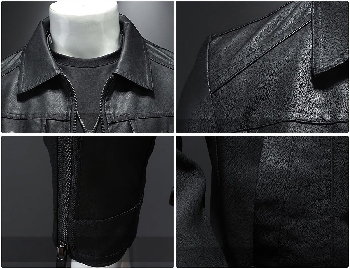 ZFBAOJT Mens Leather Jacket Motorcycle Black Biker Jackets Vintage Faux Leather Outwear Casual L