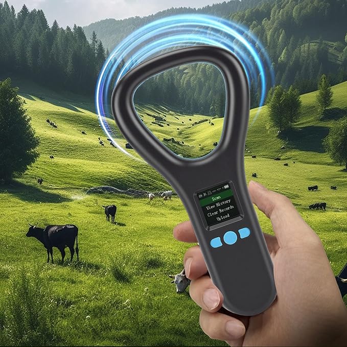 Pet Microchip Scanner, FDX B EMID Portable Microchip ID Reader, 500 Records Data Storage, Compatible with Dogs, Cats, Various Animals