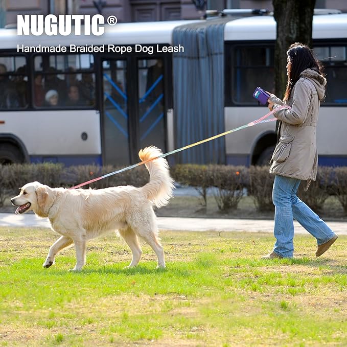 Dog Leash 5 FT Handmade Braided Cotton Rope Leashes for Small Medium and Large Dogs, New Golden Heavy Duty Metal Clasp, Unicorn Purple