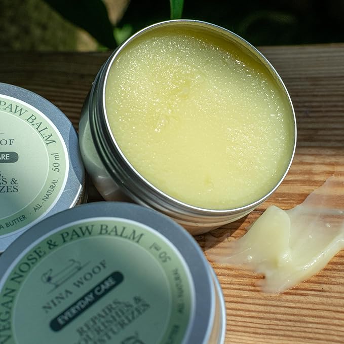 Nina Woof All-Natural Dog Paw & Nose Balm – Vegan Dog Grooming Supplies | Dog Paw Moisturizer & Nose Butter for Dogs | Safe Snout Soother for Dry Nose & Cracked Paws