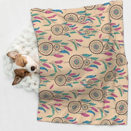 Reversible Dog Blanket for Beds Couches, Dream Catcher, Double Sided Cat Blanket with Textured Dot Feel and Smooth Feel for Seasonal Comfort All Year