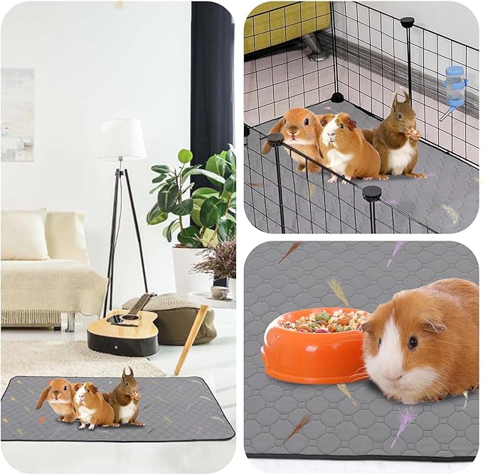 2Pcs Guinea Pig Cage Liners,Guinea Pig Fleece Cage Liners48''X72'' Super Absorbent Washable Pee Pads Reusable for Rabbit Hamster Chinchilla