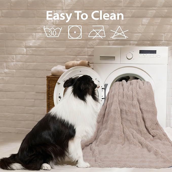 Dog Blankets Washable Pet Blanket - Fluffy Fuzzy Cat Puppy Blanket with Premium 300GSM 3D Fleece Bubble for Pet Kitten Doggy, Linen, 30x40IN