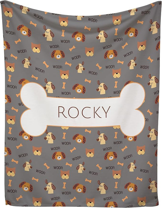 Prints Next Day – Custom 30" x 40" Fleece Pet Lightweight Blanket with Name - Gift for Dog or Cat Owners - Personalized Couch Throw - Puppy Patterned - Printed in America