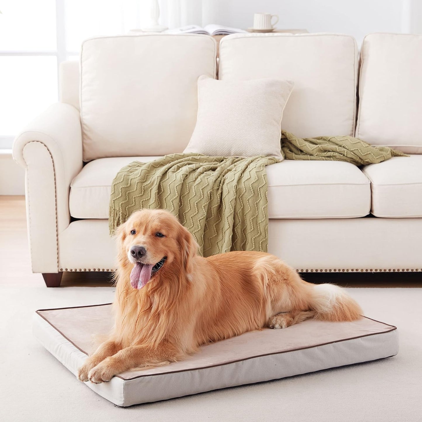Orthopedic Memory Foam Dog Bed, Cooling Dog Beds for Extra Large Dogs -Waterproof Pet Bed for Crate with Removable Washable Cover, XXL(47inch,110Lbs)