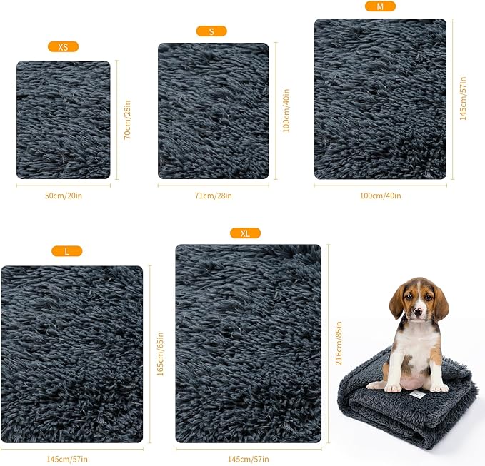 Waterproof Pets Blankets for Dogs 57x40in Calming Cat Blanket for Bed Couch Sofa Cover Protector Washable Long Faux Fur Pet Throw Blanket for Puppy Reversible Furniture Protection Mats (Gray,M)