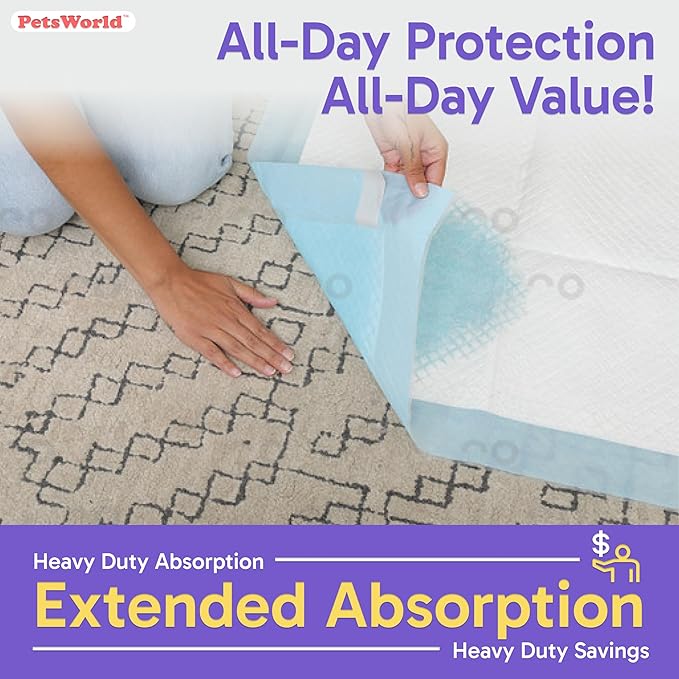 PetsWorld Enormous Dog Pee Pads 37"x54" 800 Count – XXXL Pet Pee Pads for Giant Dogs & Pets, Heavy Duty Leak-Proof Dog Training Pads, Super Absorbent Quick-Dry Potty Pads with Adhesive Tabs