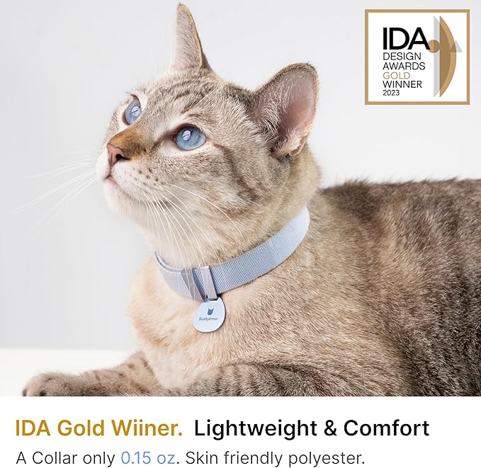 Safety Cat Collar Pro - U.S. IDA Gold Awarding Design, Elastic Quick Release Cat Collar with Buckle Non Breakaway - Lightweight for Kitten All Small Large Cats (Sierra Blue, S 5.9-11.8")