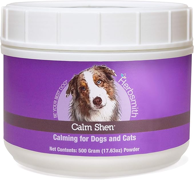 Herbsmith Calm Shen – Herbal Blend for Dogs & Cats – Natural Anxiety Remedy for Dogs & Cats – Feline and Canine Calming Supplement – 500g Powder
