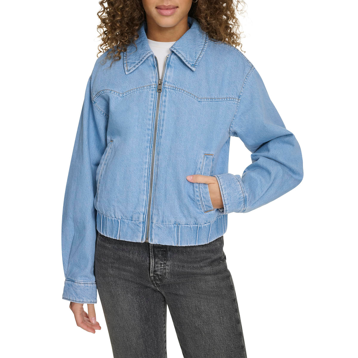 Levi's Women's Western Denim Bomber, Light Wash Denim, Medium