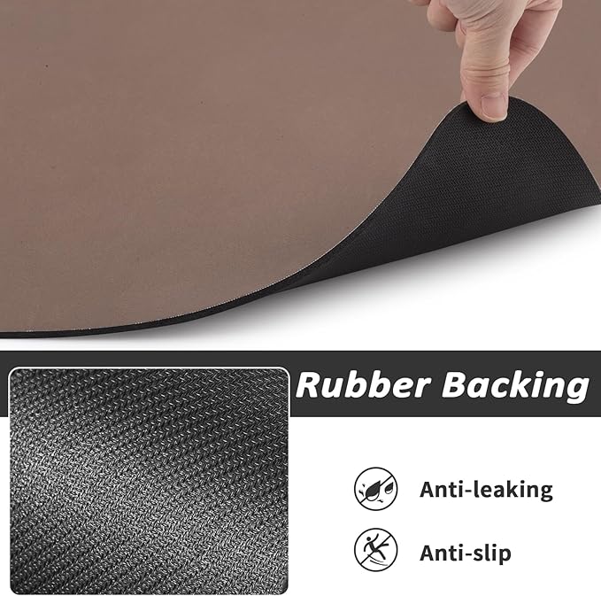 Dog Food Mat - Absorbent Cat Mat for Food and Water, No Stains Pet Feeding Bowl Mat, Easy to Clean Pet Placemats, Quick Dry Dog Water Dispenser Mat for Messy Drinkers | Brown 16"x 24"