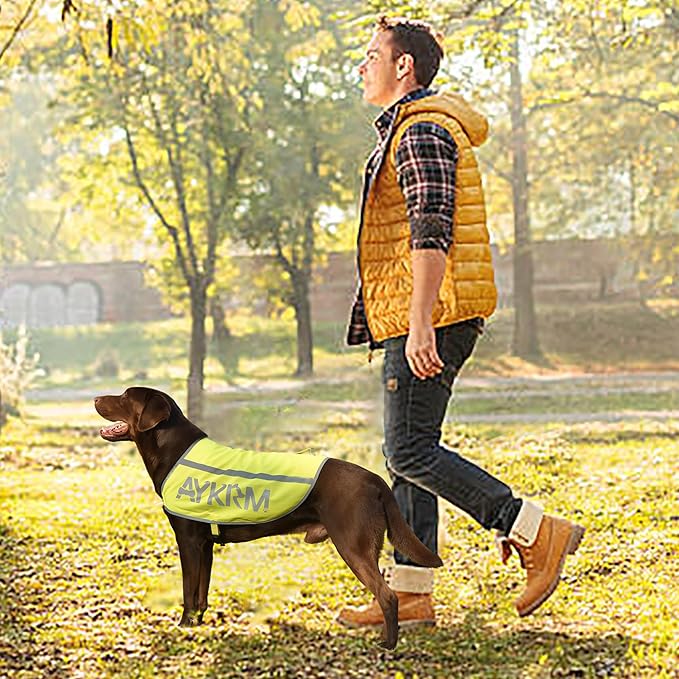 Customize Yellow Reflective Dog Vest for XSmall,High Visibility Dog Safety Vest Harness with Removable Bell Keep Safe from Hunting, Training & Cars Accidents