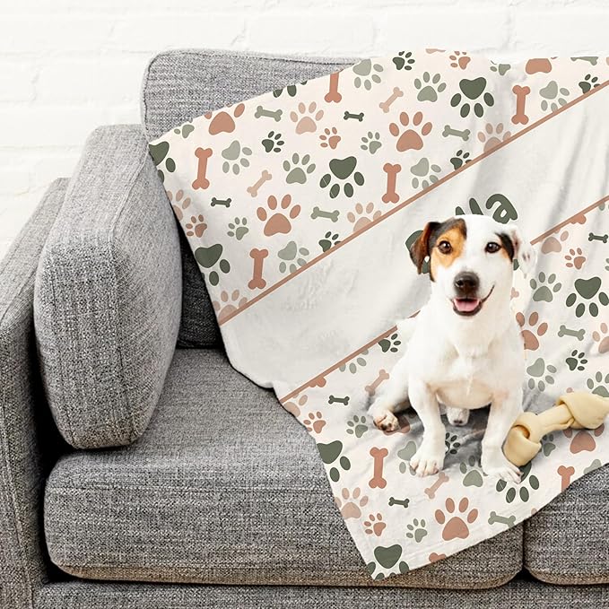 Prints Next Day – Custom 30" x 40" Sherpa Pet Lightweight Blanket Personalized with Pet Lightweight's Name - Paw Pattern - Gift for Dog Owners - Printed in America