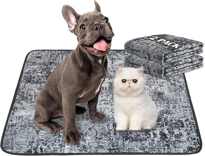 Qeils Washable Pee Pads for Dogs, 2 Pack Reusable 36"x41" Super Absorbent Leakproof Training Pads, Non-Slip Potty for Crate, Floor, Couch, Whelping Litter Mat Puppy Supplies