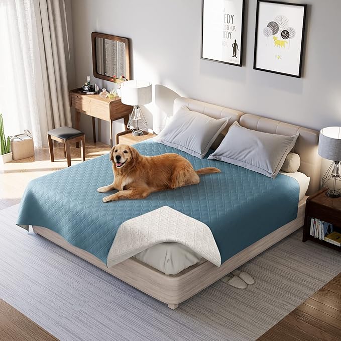 Waterproof Dog Bed Covers for Couch Protection, Water-Resistant Soft Dog Pet Blanket Anti-Slip Dog Blanket for Bed, for Furniture Bed Couch Sofa (Gray Blue,40x50inch)
