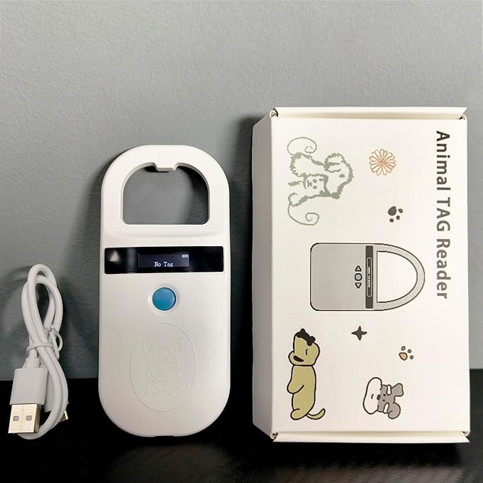 Pet Microchip Scanner ISO11784/85/FDX-B/EMID Animal Handheld Reader,134.2kHz Pet ID Scanner Rechargeable Animal Chip Registration, for Dog/Cat/Pig/Animal (190A Black)