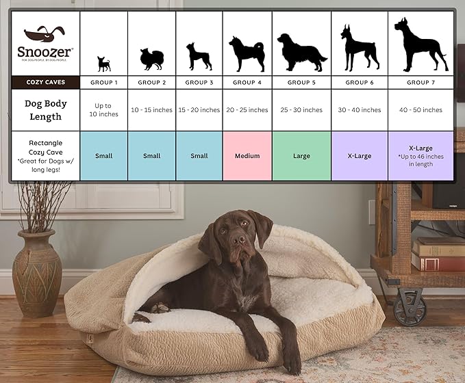Snoozer Pet Products Luxury Rectangle Cozy Cave, Wag Collection, Extra Large, Ramey Oxford