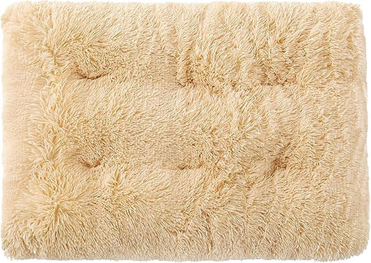 Dog Crate Mat, Dog Bed for Large Dogs, Comfy Fluffy Kennel Pad Anti-Slip for Dog beds & Furniture, Quilted Dog Bed for Pets for Medium/Small Dogs Cats (Color : Apricot, Size : 16.9x11)