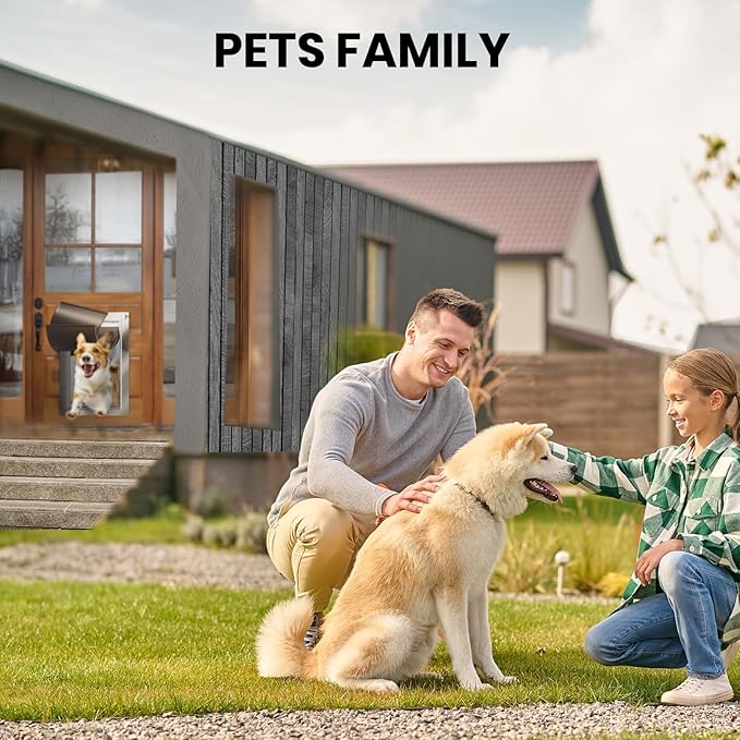 All Aluminum Dog Door, Rust Proof Heavy Duty Large Dog Door for Exterior Doors, Doggy Door with 2 Magnetic Flaps, Energy Efficient, Closing Panel, Pet Door for Pets Up to 110Lb