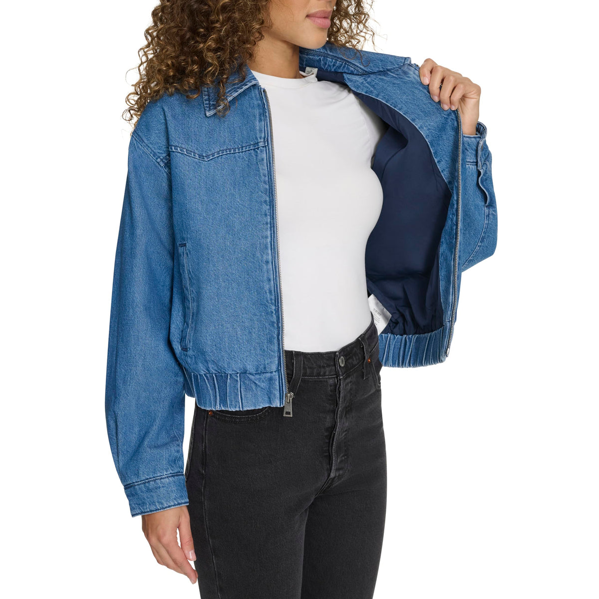 Levi's Women's Western Denim Bomber, Medium Wash Denim, Medium