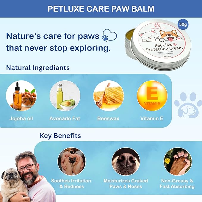 Dog Paw Cleaner for Small & Medium Dogs – Portable Paw Washer Cup with Soft Silicone Brush, Towel & Moisturizing Balm – Gently Cleans Muddy Paws After Walks (Blue, Medium)