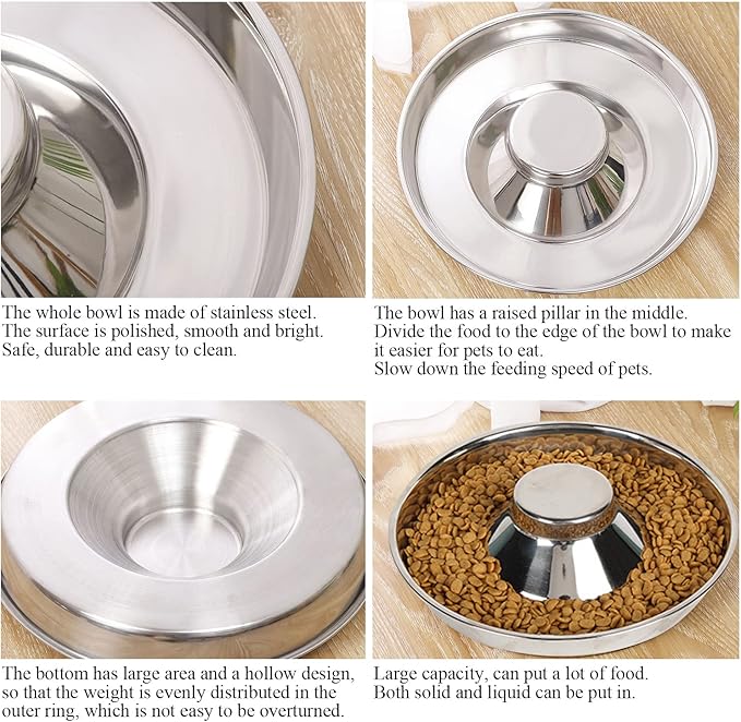 Stainless Steel Pet Bowl for Puppy and Cat, Dog Food and Water Feeding Bowl, Puppies and Kittens Weaning Bowls, Multiple Dogs and Cats Eat and Drink Together (1PC, L)