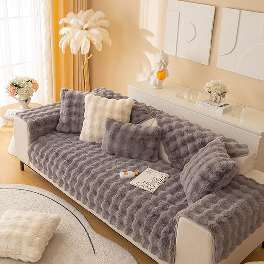 Couch Covers For Dogs,Funny Fuzzy Pet Couch Cover,Plush Solid Colour Non-Slip Couch Cover,Big Dog Bed Blanket, Washable Soft Plush Throw Protector For Bed Couch Car Sofa (35.43x70.87in, Dark Grey)