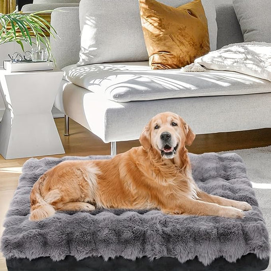 Dog Beds for Extra Large Dogs, Soft Plush Faux Fur Fluffy Dog Mat with Removable Washable Cover & Anti-Slip Bottom, Machine Washable (X-Large)