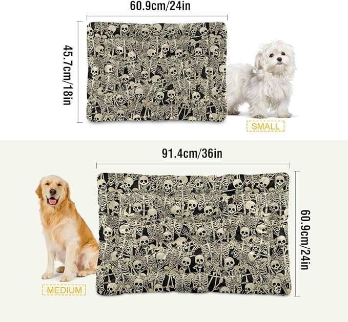Fun Skull Pet Bed Cute Dog Bed Mat Absorbing Non Slip Pad Pet Sleeping Mat for Small, Medium, and Large Dogs Puppy Cat 24 in x 18 in