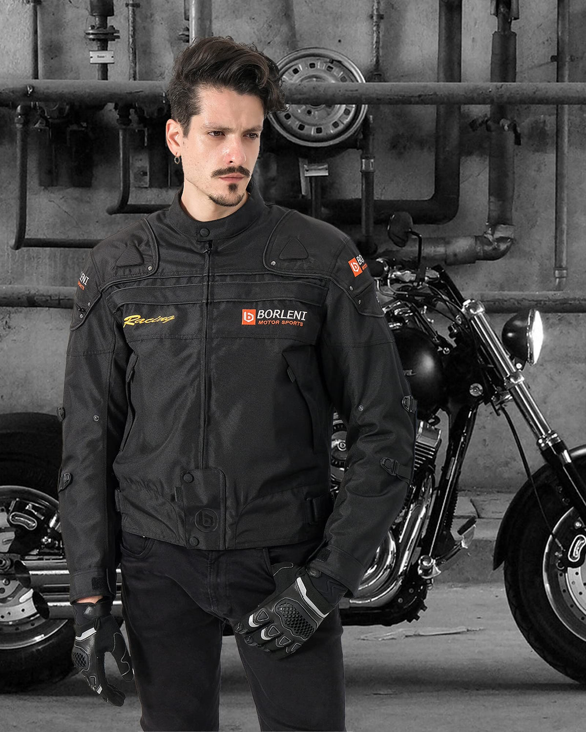 BORLENI Motorcycle Jacket for Men with Armor Riding Jacket CE Approved