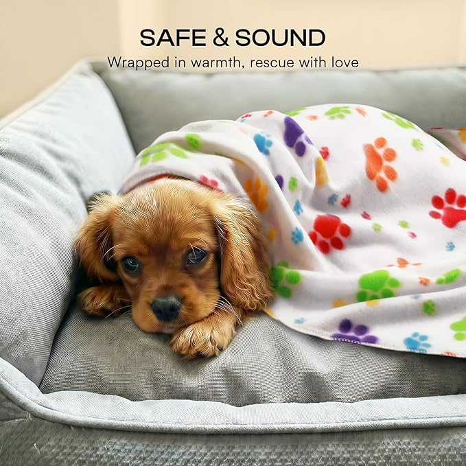 LINENLUX Cute Dog Blanket for Small Medium Dogs 6-Pack Soft Stretchy Fleece Blankets for Pet Cat Puppy Warm Wrinkle-Resistant Throw for Couch Bed Outdoor Mix 45x31 inch (Pack of 6)