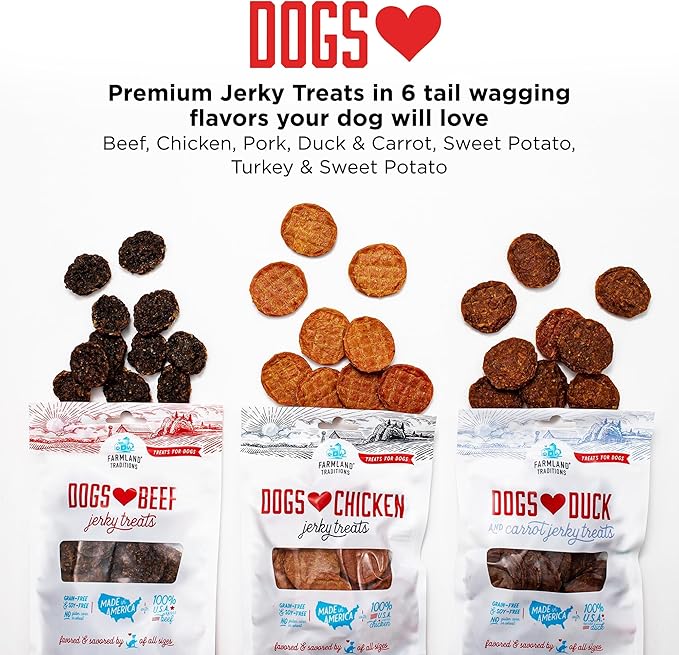 Farmland Traditions Filler Free Dogs Love Turkey & Sweet Potato Premium Jerky Treats for Dogs, 6 oz. Bag