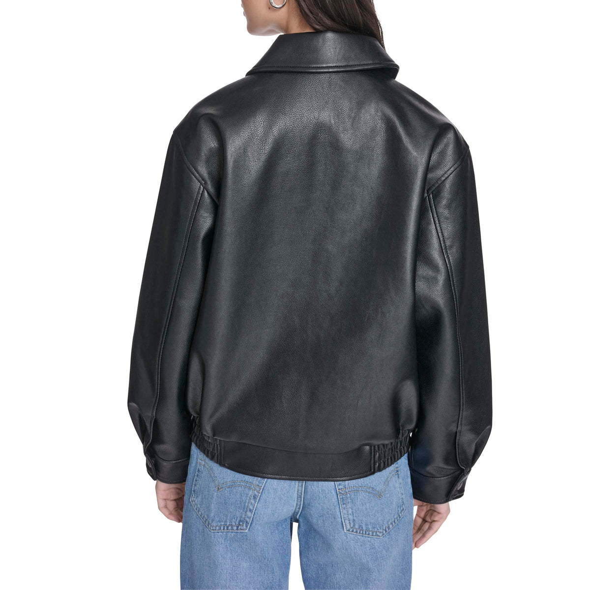 Levi's Women's Faux Leather Relaxed Fit Bomber, Black, Medium