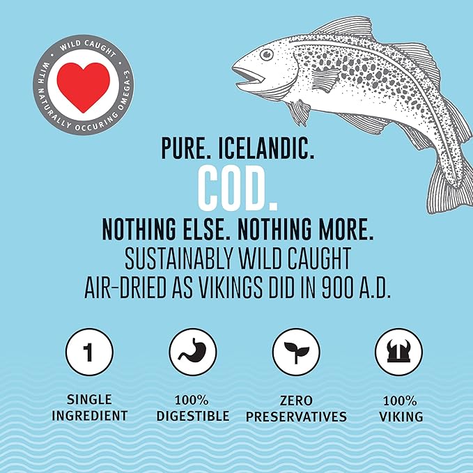 Icelandic+ Fish Chips: Cod - 2.5oz Bag, Dog Treats, Pure Wild-Caught & Air-Dried, Single Ingredient Crunchy Pet Snacks, Just The Fish Nothing Else