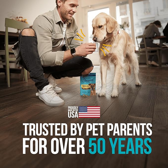 Stewart 100% Chicken Liver Dog Treats, 2.5 oz Pouch, ~45 Pieces, Freeze Dried Raw, Single Ingredient, 60% Protein Training Treats or Meal Topper, Grain Free, Gluten Free