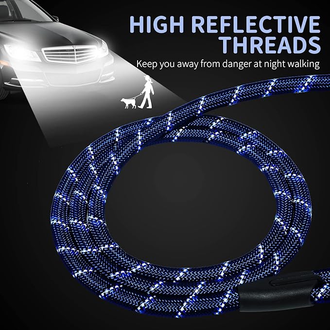 Long Dog Leash for Training 30Ft-Reflective Nylon Rope with Swivel Hook-Recall Agility Lead for Large Small Medium Dogs Outside Walking Hiking-Royal Blue Diam 1/2"