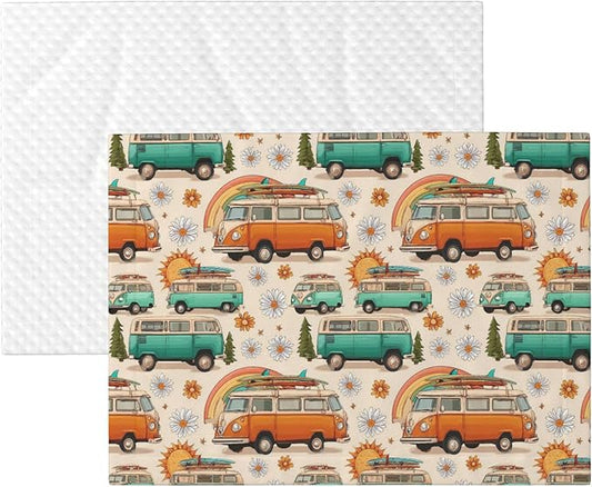 Waterproof Dog Blanket Soft Pet Blanket for Puppy Cat, Fleece Cat Throw Blankets for Furniture Bed Couch Sofa Reversible - Camp Van 3