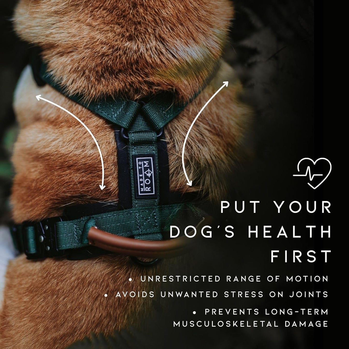 MADE TO ROAM Premium Explorer Harness - Y-Shaped Dog Harness with Adjustable Durable Nylon, Soft Padding, Metal Buckles and Leather Handle for Small, Medium, Large Dogs (Texas Flair, Size 1)