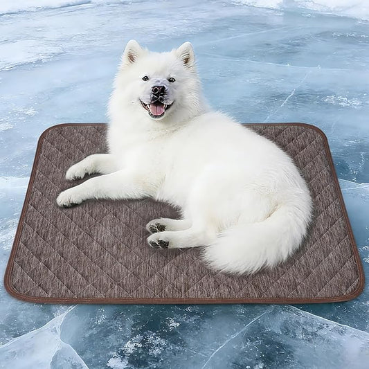 Cooling Mat for Dogs: Waterproof Pet Cooling Mat for Crate Kennel, Summer Indoor Dog Cooling Pad for Floor and Sofa, Dark Grey, Medium Dog